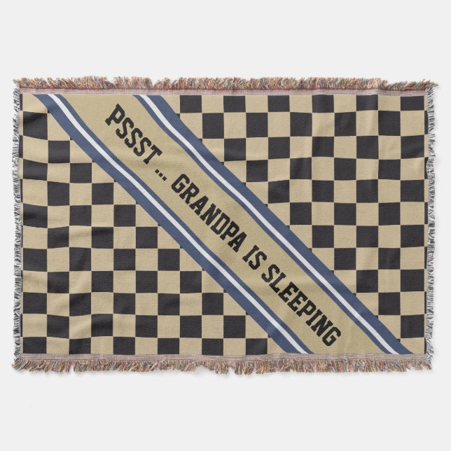 Chess Board Pattern + your backgr. colour & text Throw Blanket (Front)