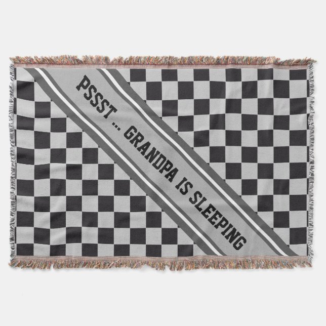 Chess Board Pattern + your backgr. colour & text Throw Blanket (Front)