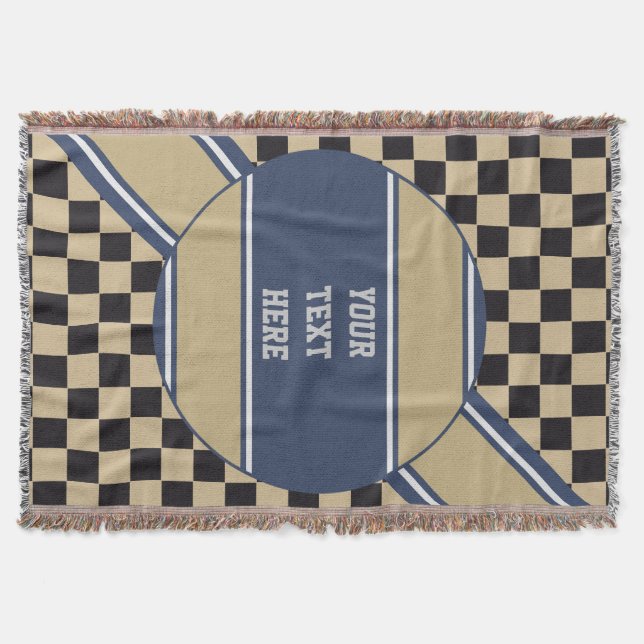 Chess Board Pattern + your backgr. colour & text Throw Blanket (Front)