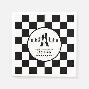 Chess Board & Pieces Game Night Any Age Birthday Napkin