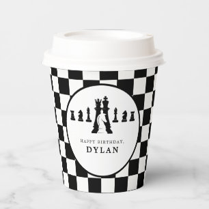 Chess Board & Pieces Game Night Any Age Birthday Paper Cups