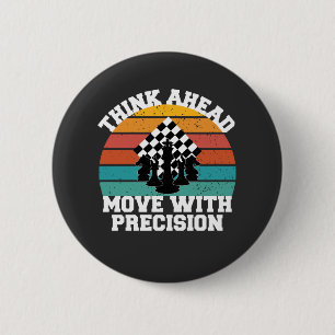 Chess Board Pieces Strategy Precision Mind Game 2 Inch Round Button