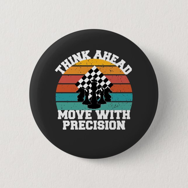 Chess Board Pieces Strategy Precision Mind Game 2 Inch Round Button (Front)