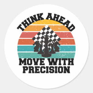 Chess Board Pieces Strategy Precision Mind Game Classic Round Sticker