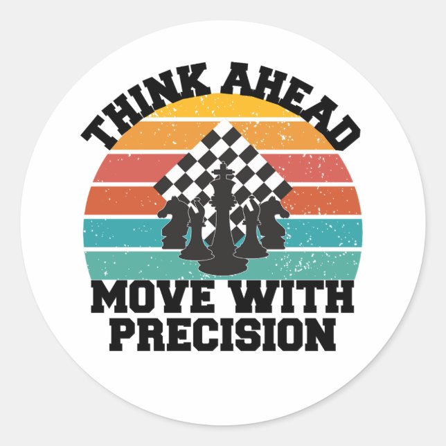 Chess Board Pieces Strategy Precision Mind Game Classic Round Sticker (Front)