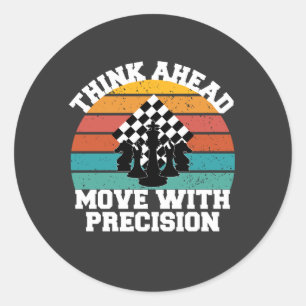 Chess Board Pieces Strategy Precision Mind Game Classic Round Sticker