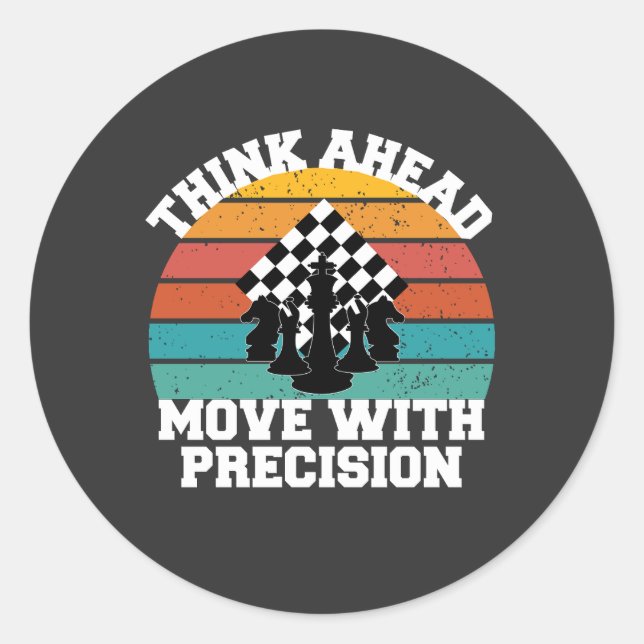 Chess Board Pieces Strategy Precision Mind Game Classic Round Sticker (Front)
