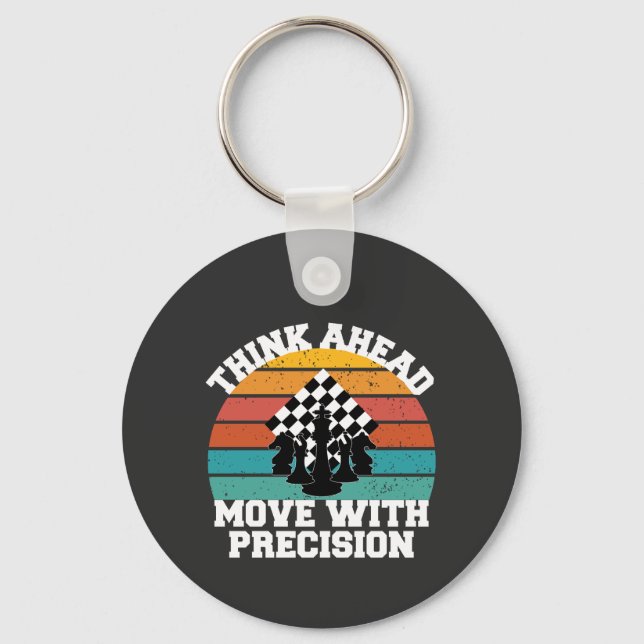 Chess Board Pieces Strategy Precision Mind Game Keychain (Front)