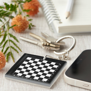 Chess board with letters and numbers monogrammed keychain