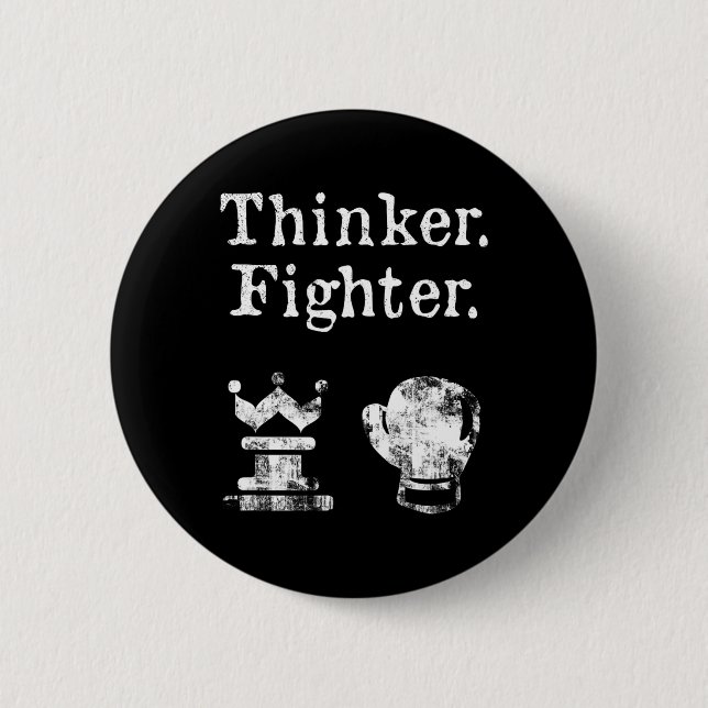 Chess Boxer Thinker Fighter Boxing Chess Lover Gif 2 Inch Round Button (Front)