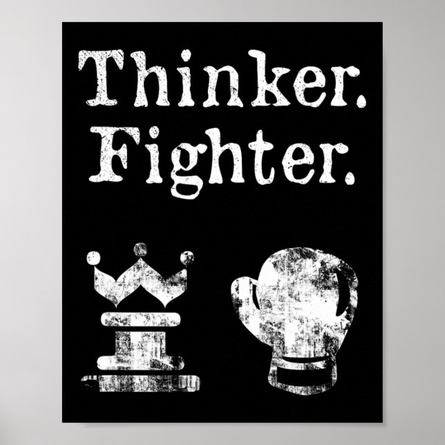 Chess Boxer Thinker Fighter Boxing Chess Lover Gif Poster (Front)