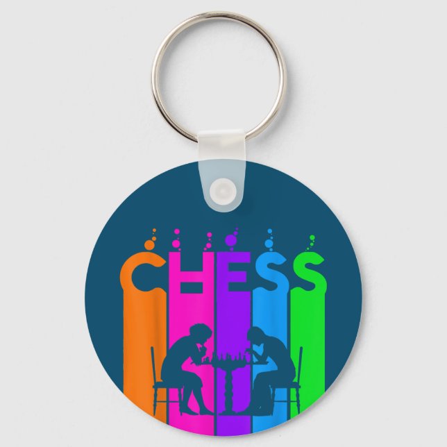 Chess Bubble Hobby And Sport Gift Idea Keychain (Front)