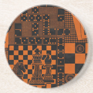 chess checkers dominos dominoes coaster