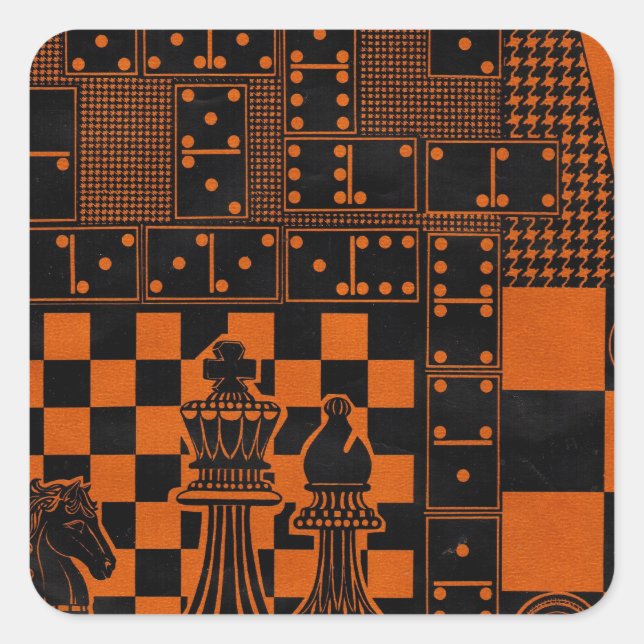 chess checkers dominos dominoes square sticker (Front)