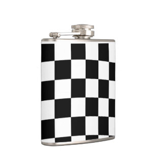 Chess chequered chequered pattern black and white hip flask