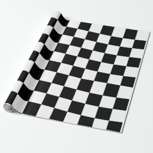 Chess chequered chequered pattern black and white wrapping paper