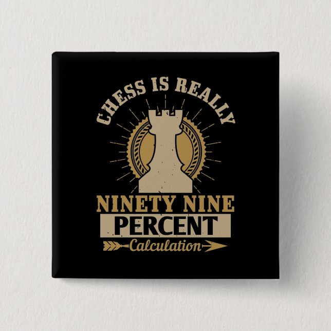 Chess - Chess is really 99% Calculation 2 Inch Square Button (Front)
