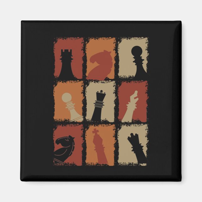 Chess - Chess Pieces Retro Magnet (Front)