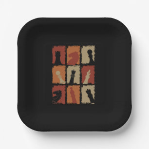 Chess - Chess Pieces Retro   Paper Plate