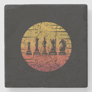 Chess Chess Pieces Retro Stone Coaster