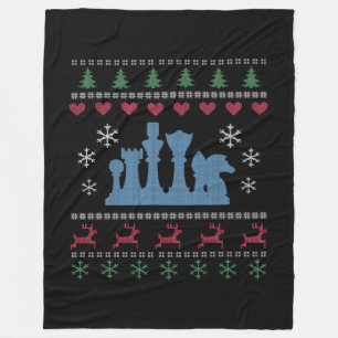 Chess - Chess Pieces Ugly Christmas Fleece Blanket
