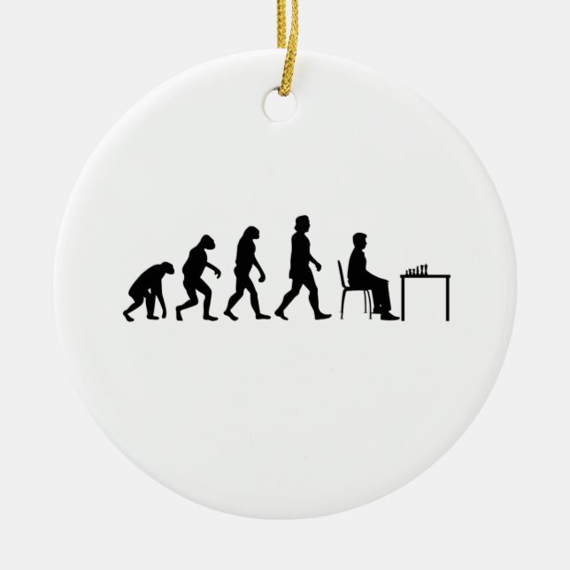 Chess - Chess Player Evolution Ceramic Ornament (Front)