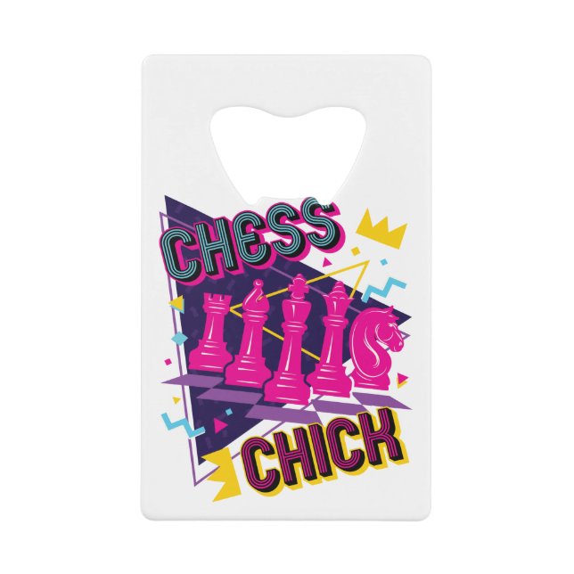 Chess Chick Women Girls Player 90s Aesthetic Credit Card Bottle Opener (Front)