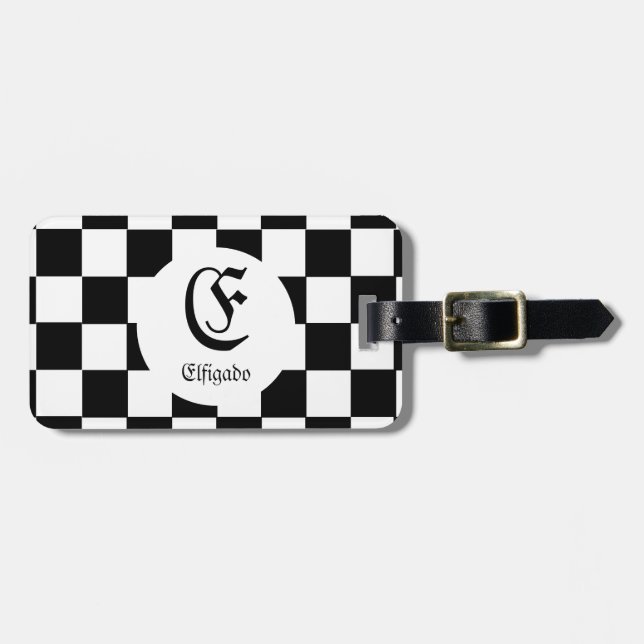 Chess Club Custom Name Initial Luggage Tag (Front Horizontal)