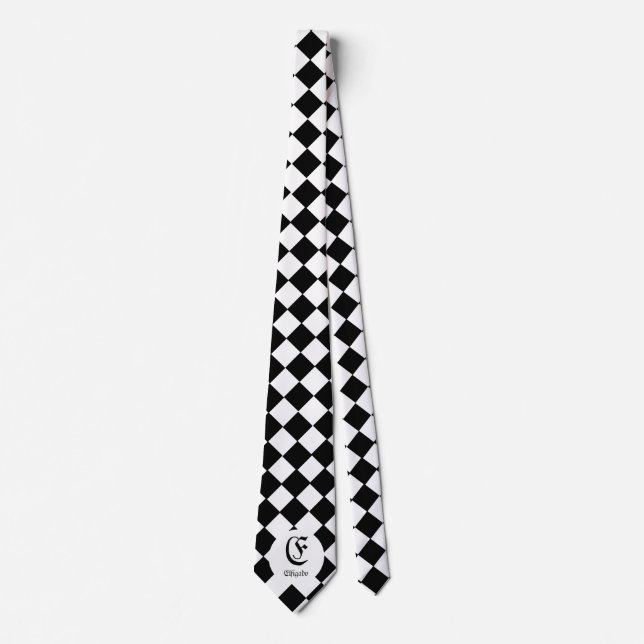 Chess Club Custom Name Initial Neck Tie (Front)