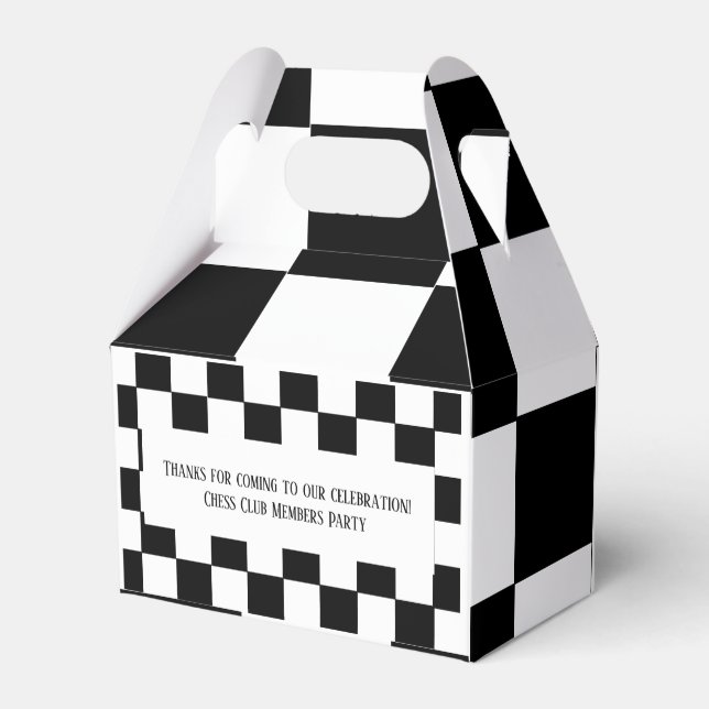 Chess Club Party Customize Name Initial Message Favor Box (Back Side)
