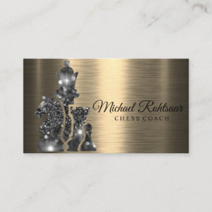 Chess Coach King Metallic Silver Faux Business Car Card