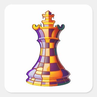 Chess Colour King, Colourful Chess King Piece Square Sticker