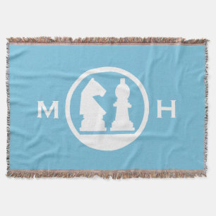 CHESS custom monogram & colour throw blanket