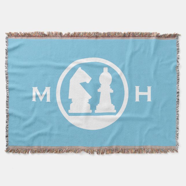 CHESS custom monogram & colour throw blanket (Front)