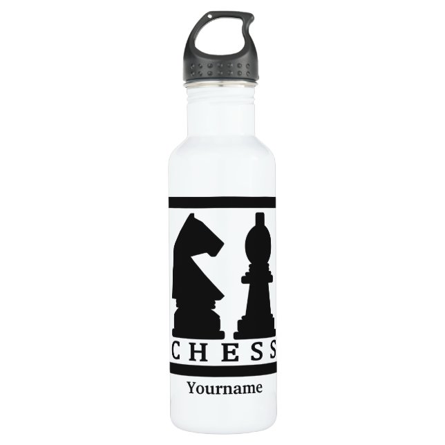 CHESS custom monogram water bottles (Front)