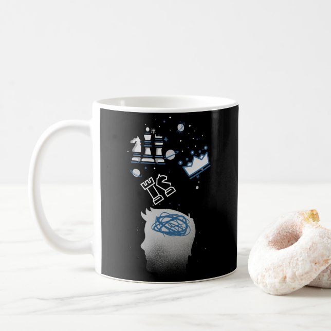 Chess Design Coffee Mug (With Donut)
