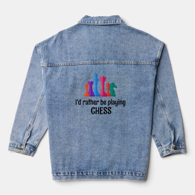 Chess Design Denim Jacket (Back)