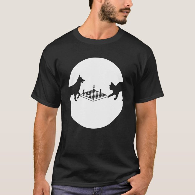 Chess Dog vs Cat Chess Player Board Game T-Shirt (Front)
