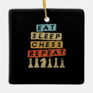 Chess - Eat Sleep Chess Repeat Ceramic Ornament