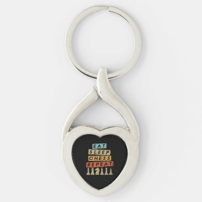 Chess - Eat Sleep Chess Repeat Keychain (Front)