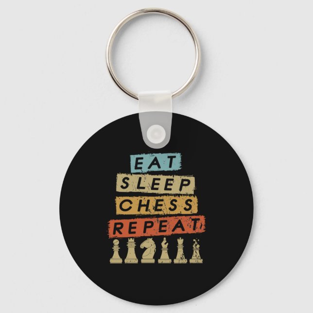 Chess - Eat Sleep Chess Repeat Keychain (Front)