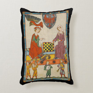 Chess Game 14th Century Codex Manesse Accent Pillow