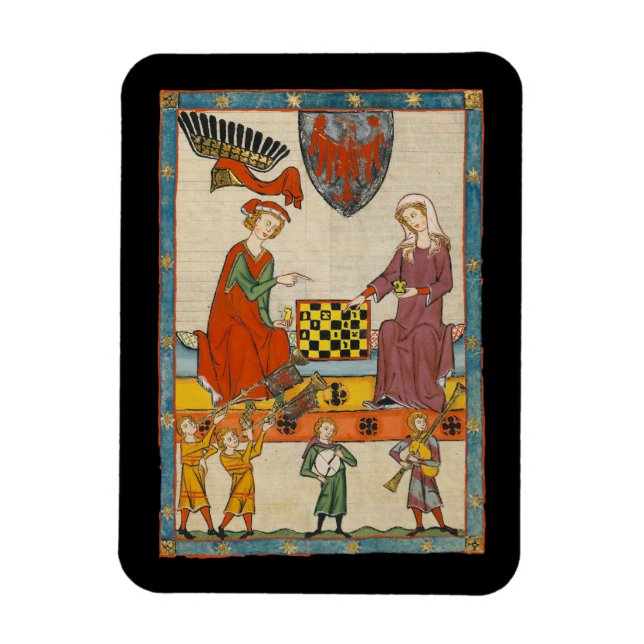 Chess Game 14th Century Codex Manesse Magnet (Vertical)