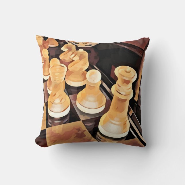 Chess game Original Abstract art  Throw Pillow (Front)