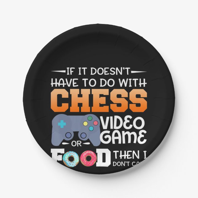 Chess Gift | Chess Video Game Or Food Design Paper Plate (Front)