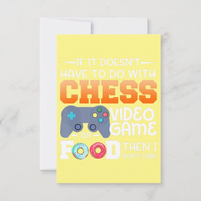 Chess Gift | Chess Video Game Or Food Design Thank You Card (Front)