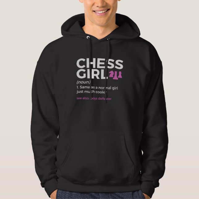 Chess Girl Definition Boys Defeater Chess Player Hoodie (Front)