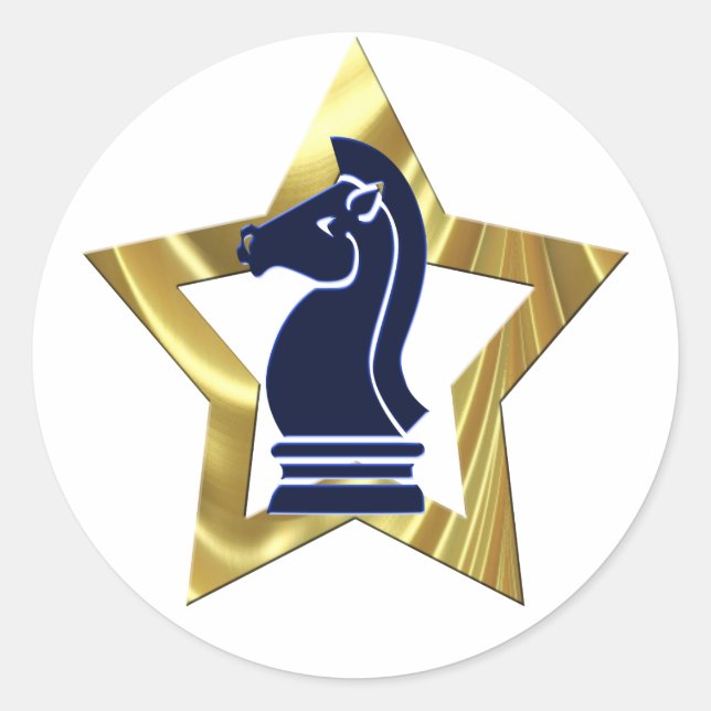 Chess Gold Star Rook Classic Round Sticker (Front)