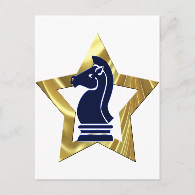 Chess Gold Star Rook Postcard (Front)