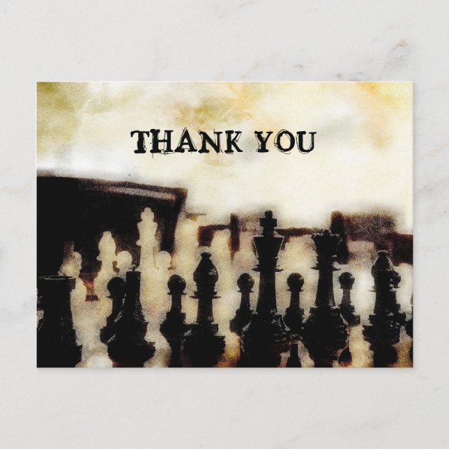 Chess Grunge Thank You Postcard (Front)